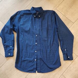 Men's Western Pintlar Blue Patterned Button Down Shirt Size Medium